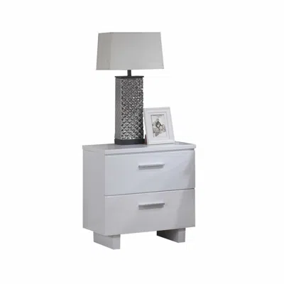 Hivvago 23" White Two Drawers Mirrored Nightstand In Gray