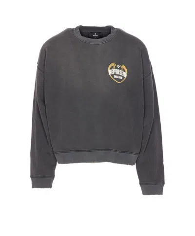 Represent Washed-effect Black Cotton Sweatshirt In Black
