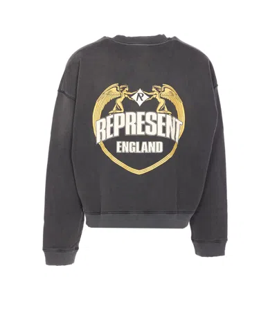 Represent Washed-effect Black Cotton Sweatshirt In Black