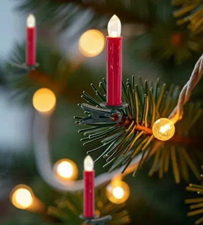 Hivvago Set Of Twentyfour Red Flameless Christmas Clip On Taper Candle In Red