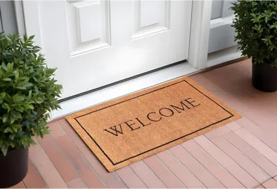 Hivvago 30" X 48" Natural And Black Coir Welcome Outdoor Door Mat In Brown