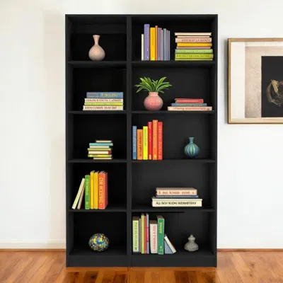 Hivvago 71" Black Five Tier Bookcase In Black
