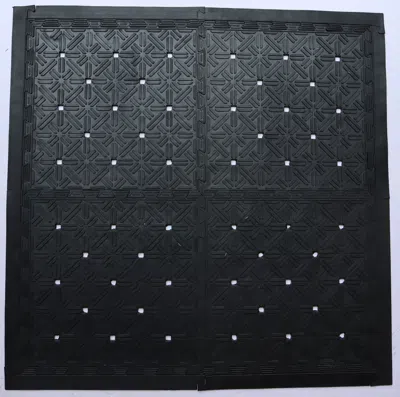 Hivvago Set Of Four Square Interlocking Black Rubber Indoor Outdoor Mats In Black