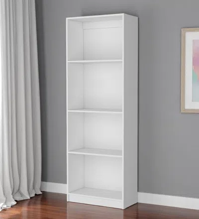 Hivvago 71" White Wood Four Tier Bookcase In White