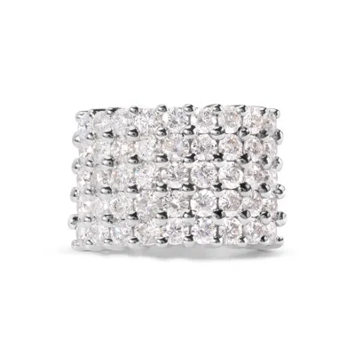 Haus Of Brilliance 14k White Gold 4.0 Cttw Diamond 5 Row Ring Band In Metallic