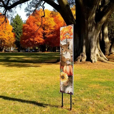 Hivvago 42" Brown And Orange Solid Wood Autumn Squirrel Garden Stake In Multi