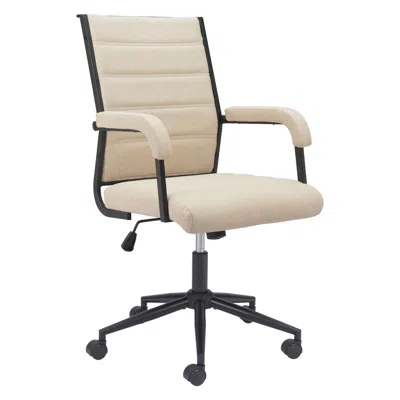 Hivvago Beige And Black Adjustable Height Swivel Rolling Office Chair In Neutral