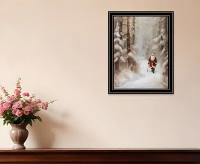 Hivvago Santa's Winter Stroll Black Framed Wall Art In Black
