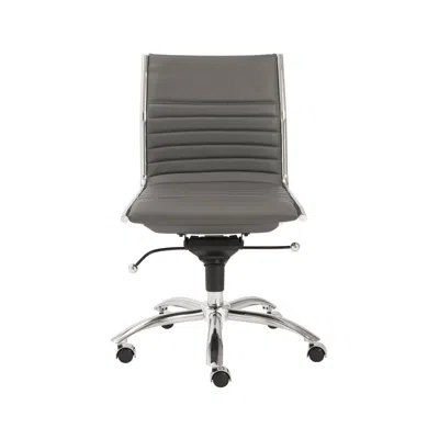 Hivvago Gray And Silver Adjustable Swivel Faux Leather Rolling Conference Office Chair In Gray