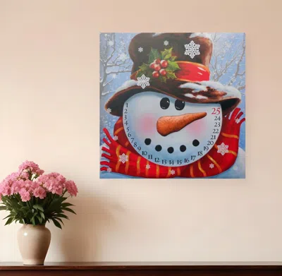 Hivvago Count Down To Christmas Snowman Canvas Wrapped Canvas Print Wall Art In Multi