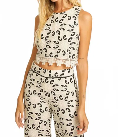 Caballero Isabelle Lace Top In Ivory Black In Multi