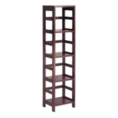 Hivvago 4-shelf Narrow Shelving Unit Bookcase Tower In Espresso In Brown
