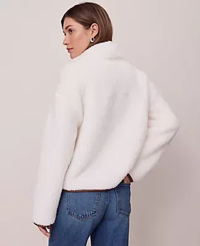 Ann Taylor Weekend Collection Half-zip Sherpa Pullover In White