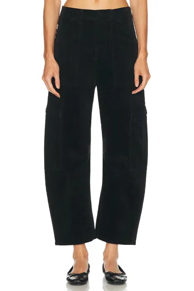 Citizen Of Humanity Citizens Of Humanity Marcelle Low Slung Corduroy Cargo Trousers In Black