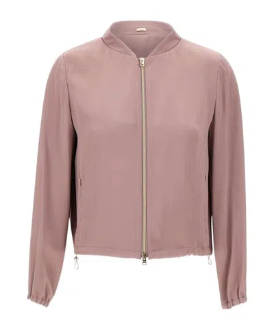 Herno Zipped Drawstring Hem Jacket In Pink