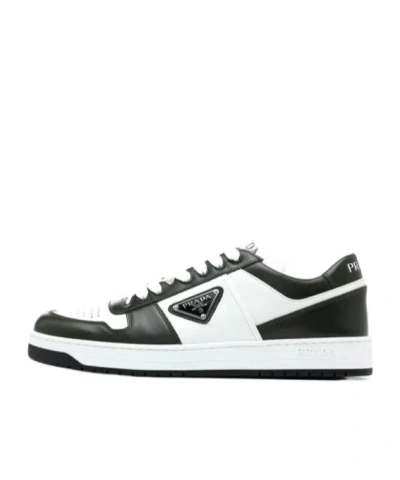 Prada White/black Leather Sneaker Downtown In White