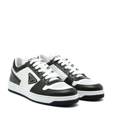 Prada White/black Leather Sneaker Downtown In White