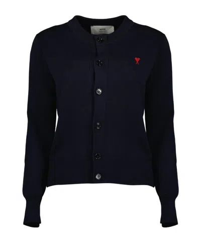 Ami Alexandre Mattiussi Ami Paris Black Wool Cardigan In Black