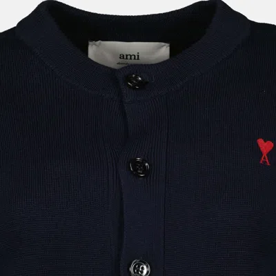 Ami Alexandre Mattiussi Ami Paris Black Wool Cardigan In Black