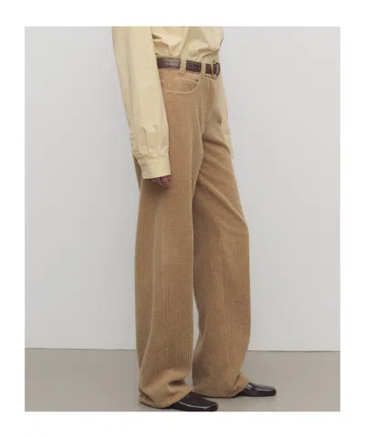 The Row Textured Wool Blend Trousers Featuring Pockets In Brown