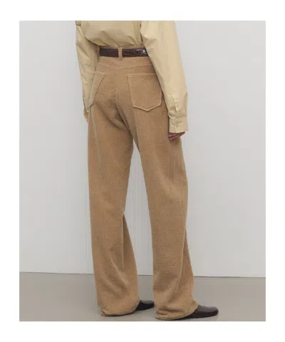 The Row Textured Wool Blend Trousers Featuring Pockets In Brown