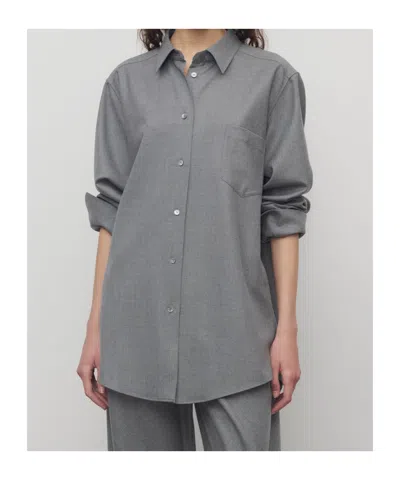 The Row Pino Virgin Wool Shirt In Gray