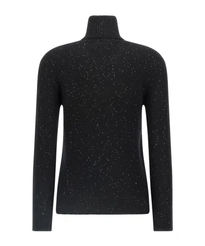 Fabiana Filippi Sequin Turtleneck Sweater Sweaters And Cardigans Black In Blue