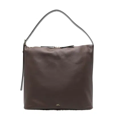 Apc A.p.c. Vera Leather Shoulder Bag In Brown
