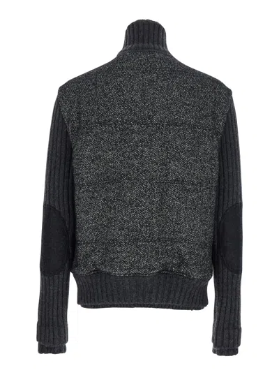 Dolce & Gabbana Knitted Houndstooth Jacket In Gray