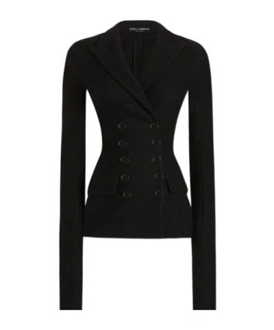 Dolce & Gabbana Tailored Wool Double-breasted Jacket In Black