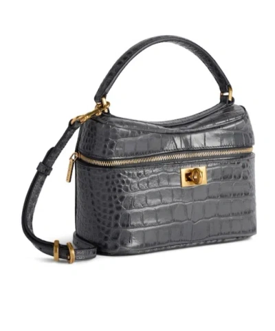 Balenciaga Rodeo Croc-embossed Leather Vanity Crossbody Bag In Black