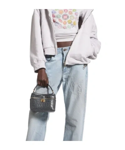 Balenciaga Rodeo Croc-embossed Leather Vanity Crossbody Bag In Black