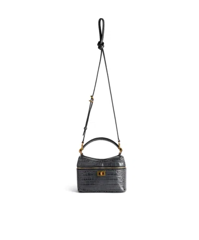 Balenciaga Rodeo Croc-embossed Leather Vanity Crossbody Bag In Black
