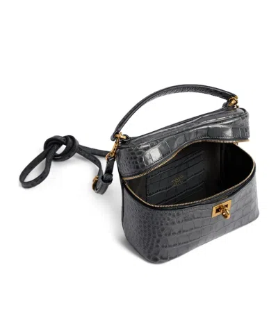 Balenciaga Rodeo Croc-embossed Leather Vanity Crossbody Bag In Black