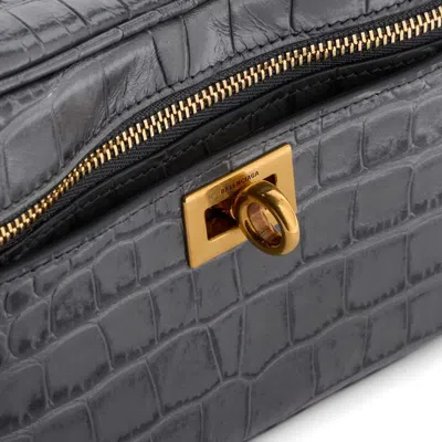 Balenciaga Rodeo Croc-embossed Leather Vanity Crossbody Bag In Black