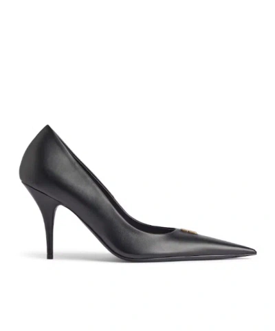 Balenciaga Black Leather Avenue Bb Editor 90 Pumps In Black
