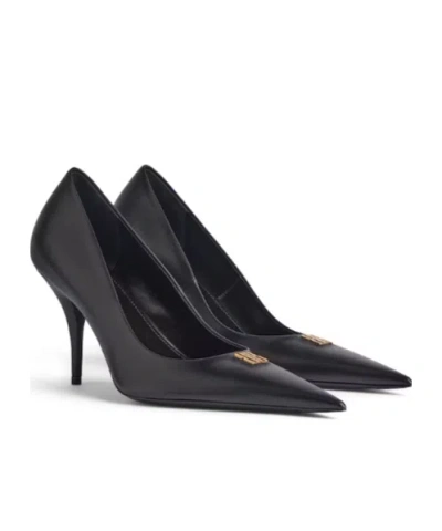 Balenciaga Black Leather Avenue Bb Editor 90 Pumps In Black