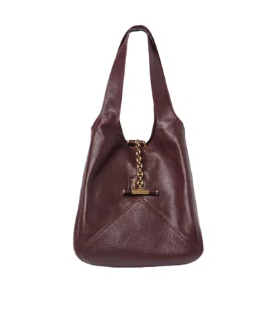 Chloé Balloon Medium Leather And Suede Shoulder Bag In Burgundy