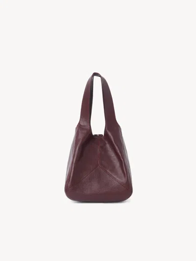 Chloé Balloon Medium Leather And Suede Shoulder Bag In Burgundy