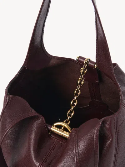 Chloé Balloon Medium Leather And Suede Shoulder Bag In Burgundy