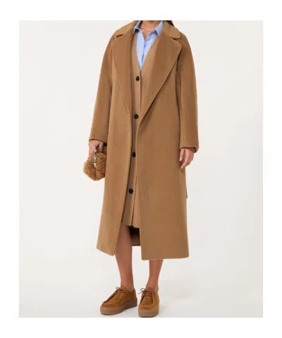 Weekend Max Mara Tempera Belted Long-sleeved Coat In Brown