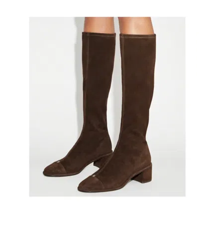 Tory Burch Cap Toe Knee High Boots 55mm Cocoa Suede In Brown
