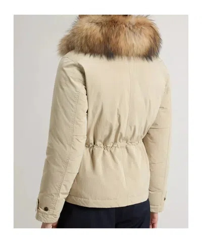 Woolrich Insulated Jackets Featuring Fur Trim In Neutral