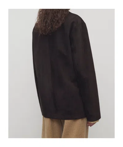 The Row Fabian Suede Single-breasted Jacket In Brown