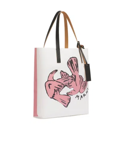 Marni Shoulder Bag With Contrast Stitching And Graphic Print