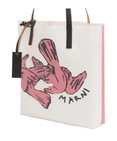 Marni Shoulder Bag With Contrast Stitching And Graphic Print