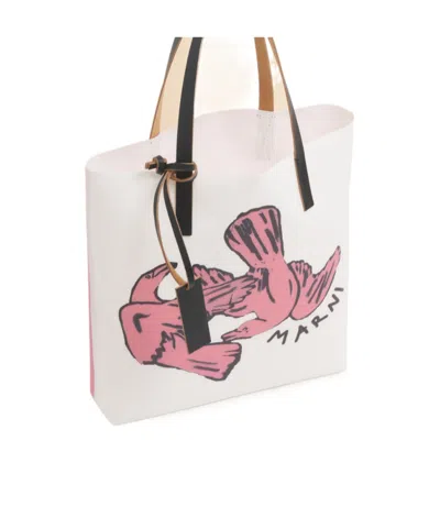 Marni Shoulder Bag With Contrast Stitching And Graphic Print