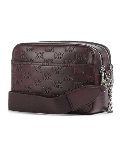 Michael Kors Burgundy Logo-embossed Lamb Leather Shoulder Bag In Burgundy