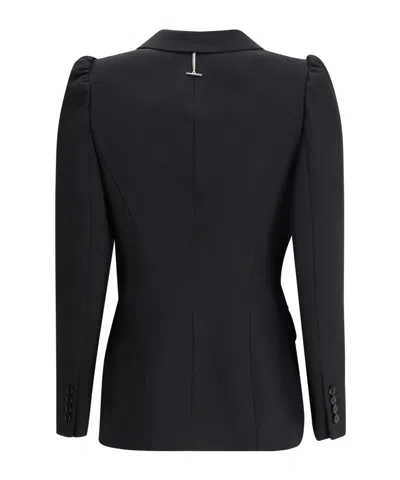 Alexander Mcqueen Tailored Jacket With Notched Lapels And Padded Shoulders In Black