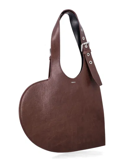 Coperni Heart Shaped Tote Bag With Adjustable Strap In Brown